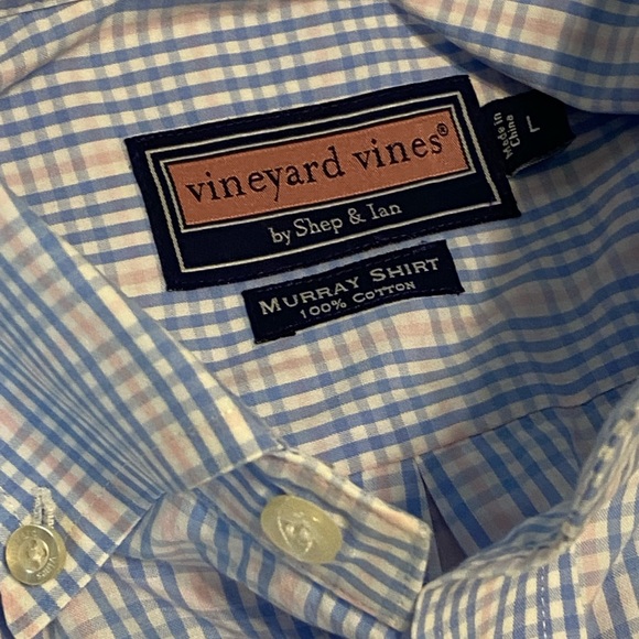 Vineyard Vines Classic Murray Shirt/Pink/Blue Lg - Picture 1 of 5